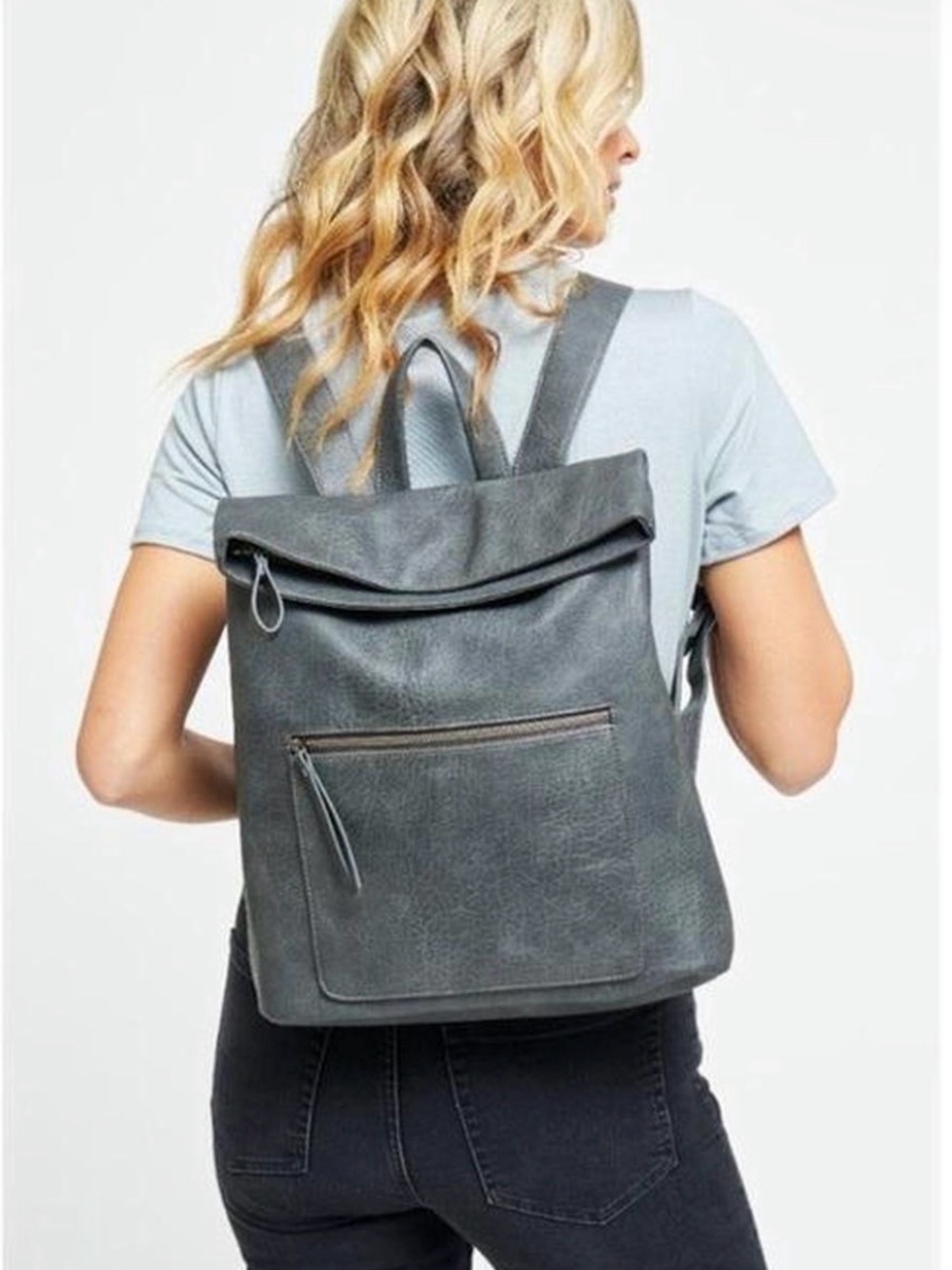 Urban Expressions Light Gray Lennon Convertible Vegan Leather Backpack